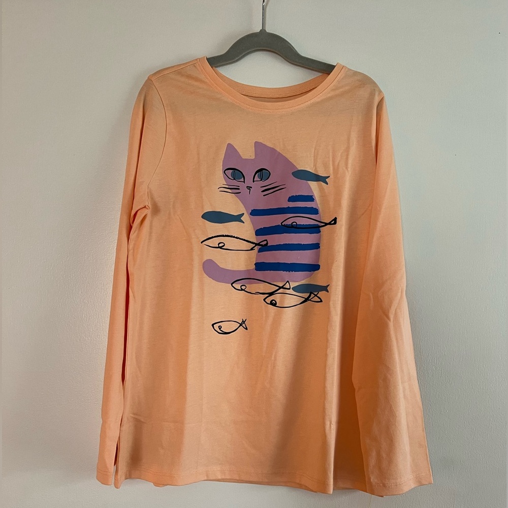 NWT Tea Collection KITTY long sleeve shirt. Size 14.